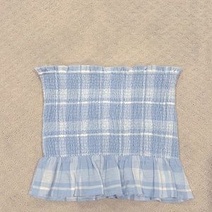 Cute light blue plaid AEO tube top, size large